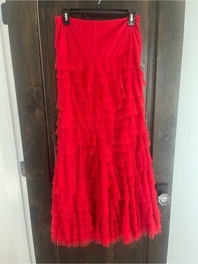 American Vintage Red Layered Maxi Skirt